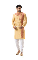 Men Off White And Red Ethnic Embroidered Punjabi (NS77)